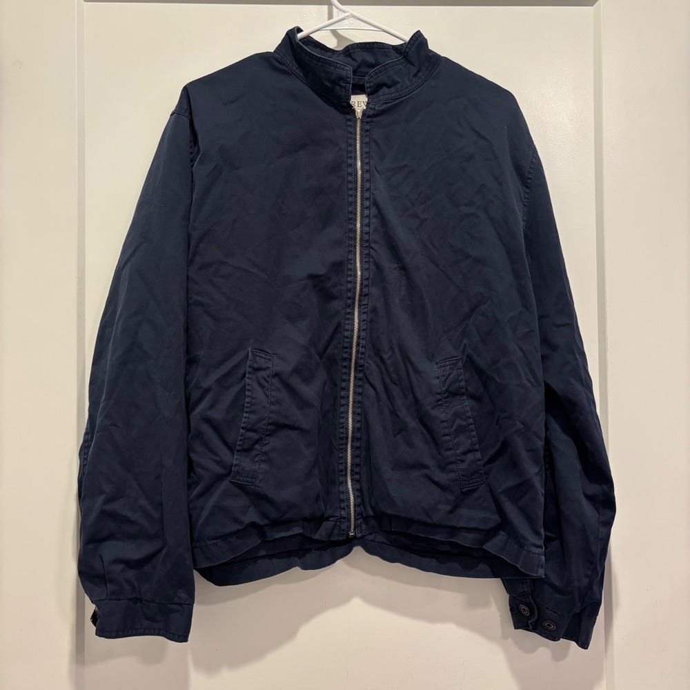 J.Crew Mens Navy Blue Cotton Twill Harrington Full Zip Jacket Size M